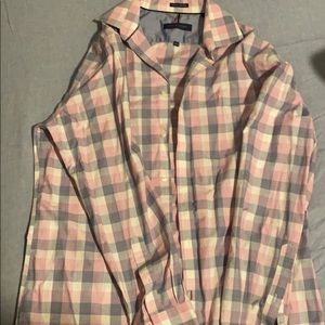 Pink and Grey Checkered Button Down